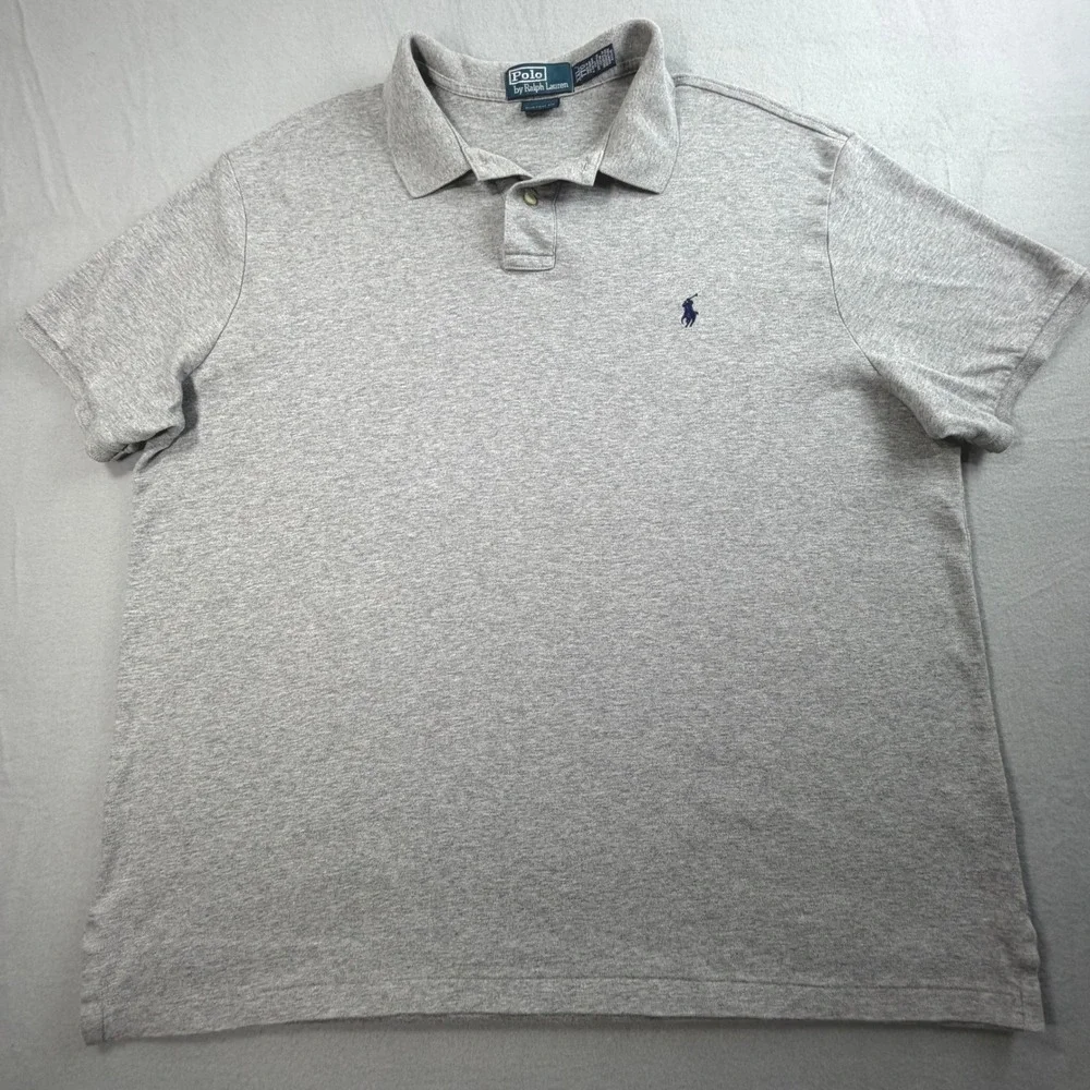Polo Ralph Lauren Men's Gray Custom Fit Polo Shirt Sz XXL Short Sleeve